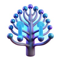 3D Render of a Futuristic Glowing Tree Abstract Background Illustration png
