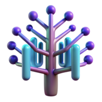 Abstract 3D Render of a Colorful Tree Structure with Rounded Branches and Nodes png