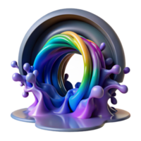 Vibrant Rainbow Swirl 3D Render Abstract Background png