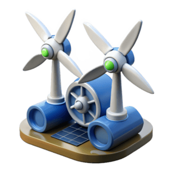 3d ilustração do uma pequena escala vento e solar poder sistema png