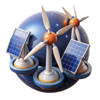 limpar \ limpo energia 3d ícone vento turbinas e solar painéis em uma globo png