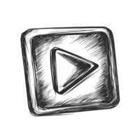 Sketch of a Play Button in a Square Frame png