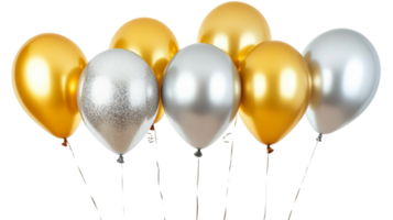 Gold and silver balloons clustered together for a celebration png