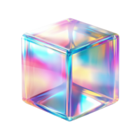 Iridescent Cube Abstract Glass Object Design png
