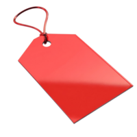 A Red Blank Price Tag With String. isolated png