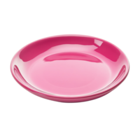 A single pink ceramic plate isolated on black png