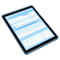 Blue Tablet Displaying a User Interface Application png