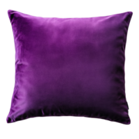 A plush purple velvet pillow rests on a black background png
