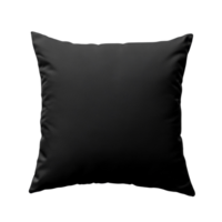 A single black square pillow isolated on black png