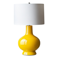 Yellow Ceramic Table Lamp with White Shade png