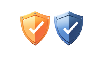 Two Metallic Shields Displaying Checkmarks Indicating Security png