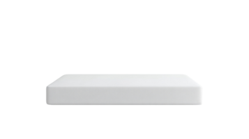 A white rectangular mattress sits on a black background png