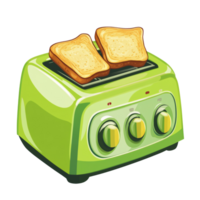 Green Toaster Toasting Two Slices Of Bread png
