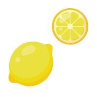 Lemon and lemon slice. illustration in flat style vector