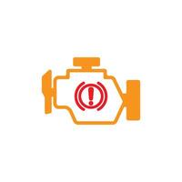 A red and orange icon of a car engine vector