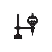 A black and white illustration of a clock and a meter vector