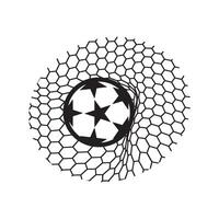 A soccer ball in a net with a star on it vector