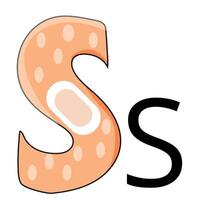 letter design in the form of a medical plaster folded in an S shape vector