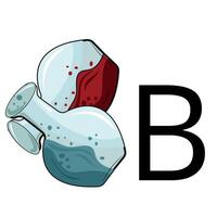 an inscription in the form of two round, medical test tubes folded in the form of the letter B vector