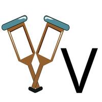 letter design in the form of two crutches with fractures folded in a V shape vector