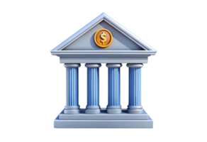 a bank building with a coin on top png