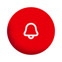 A red button with a bell icon on it png