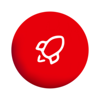 A red button with a rocket on it png