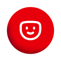 A red circle with a smiley face on it png