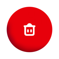 Trash can icon on red circle shape png