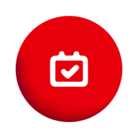 A red button with a check mark on it png