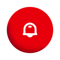 A red button with a bell icon on it png