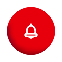 A red button with a bell icon on it png