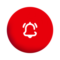 A red button with a bell icon on it png