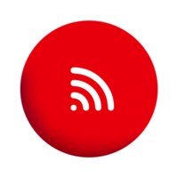 A red button with a white wifi symbol png