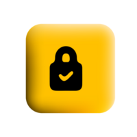 A yellow square button with a lock icon png