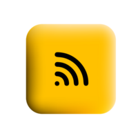 A yellow square button with a wifi icon png