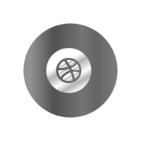 A silver and black button with a basketball ball png
