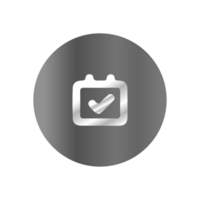 A silver icon with a check mark on a black background png