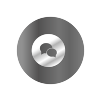 A silver and black button with two speech bubbles png