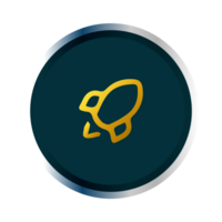 A flat icon of a rocket on a black background png