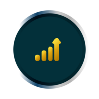 A flat icon of a bar graph with an arrow png