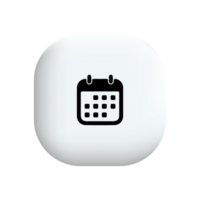 A white and black calendar icon on a black background png
