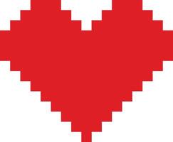 pixel art heart red color, rendered in a retro 8-bit style. vector