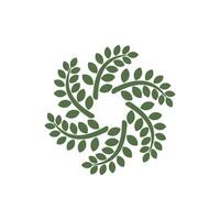 Decorative Green Leaves Circle Ornamental Logo Template Illustration Design. EPS 10. vector
