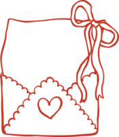Coquette Love Mail open with bow and blank paper Doodle Outline png