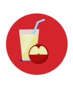 apple juice in red circle over white background png