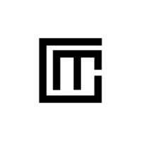 Letter Cm or MC initial with rectangle shape simple monogram logo design idea vector