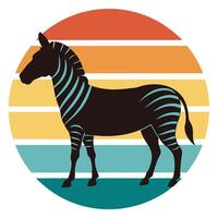 zebra silhouette on retro vintage background vector