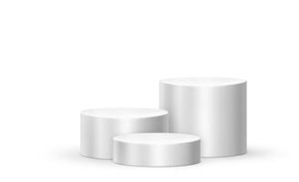 White podium trade show stage isolated on 3d background with empty staircase presentation podium. photo