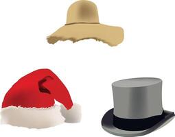 Three hats are shown on a white background vector
